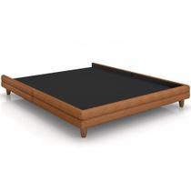 Cama Queen Base Box Pés Madeira 168cm Suném P05 material sintético Whisky - Lyam Decor