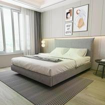 Cama Queen Boreal Flutuante CabeCasa MadeiraOriginals Cinza