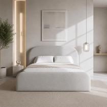 Cama Queen Cabeceira Estofada Quarto Moderno Alto Padrão Cor:Linho Ocre Cama Queen Cabeceira Estofada Quarto Moderno Alto Padrão Cor:Linho Ocre