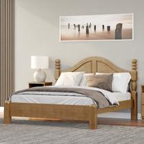 Cama Queen Clássica 160cm 100% Madeira Maciça Linha Ouro Marrom/Freijó