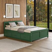 Cama Queen com 6 Gavetas Madeira Maciça Linha Spot Verde/Tons&Madeira Cama Queen com 6 Gavetas Madeira Maciça Linha Spot Verde/Tons&Madeira