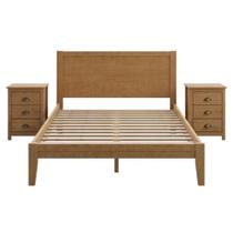 Cama Queen com Criados Topazio 3 Gavetas Madeira Maciça Taeda 169cm Marrom Milani Movelaria Cama Queen com Criados Topazio 3 Gavetas Madeira Maciça Taeda 169cm Marrom Milani Movelaria