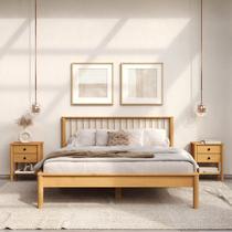 Cama Queen de Madeira com Cabeceira Ripado e Estrado Reforçado Moderna Apoana cor Freijó Cama Queen de Madeira com Cabeceira Ripado e Estrado Reforçado Moderna Apoana cor Freijó
