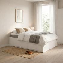 Cama Queen Dubai 4 Gavetas MDF sem Cabeceira Branco Cama Queen Dubai 4 Gavetas MDF sem Cabeceira Branco