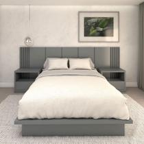 Cama Queen e Cabeceira com 2 Mesas Laterais MDF Sob Medida