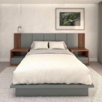Cama Queen e Cabeceira com 2 Mesas Laterais MDF Sob Medida