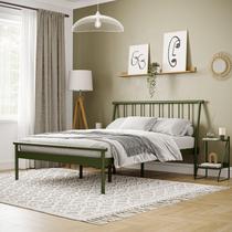 Cama Queen em Aço Begônia CabeCasa MadeiraOriginals Verde Musgo