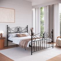 Cama Queen em Ferro Clássica Elizabeth Cor:preto