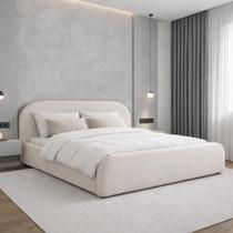 Cama Queen Estofada Clean Estilo Escandinavo Valentina 1.60m Design Moderno de Alto Padrão Cama Queen Estofada Clean Estilo Escandinavo Valentina 1.60m Design Moderno de Alto Padrão