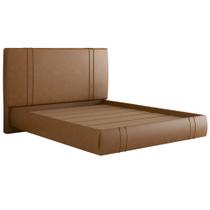 Cama Queen Flutuante Com Cabeceira 160cm Astra W01 material sintético Canela Lyam Decor Cama Queen Flutuante Com Cabeceira 160cm Astra W01 material sintético Canela Lyam Decor
