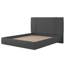 Cama Queen Flutuante Com Cabeceira 160cm Lyra S05 Linho Preto - Mpozenato Cama Queen Flutuante Com Cabeceira 160cm Lyra S05 Linho Preto - Mpozenato