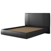 Cama Queen Flutuante Com Cabeceira 160cm Lyra Sintético Preto S05 - Mpozenato
