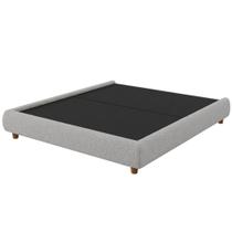 Cama Queen Japonesa Pés Madeira 174cm Firenze Bouclé Cinza Claro - Nexta Casa Cama Queen Japonesa Pés Madeira 174cm Firenze Bouclé Cinza Claro - Nexta Casa
