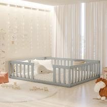 Cama Queen Montessoriane Com Grade Cinza Cama Queen Montessoriane Com Grade Cinza
