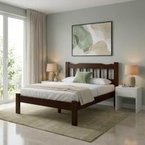 Cama Queen Pérola Madeira Maciça Resistente Castanho Cama Queen Pérola Madeira Maciça Resistente Castanho
