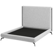 Cama Queen Pés Ferro Emma com Cabeceira Parise Linho Cinza Claro - Nexta Casa