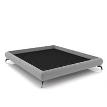 Cama Queen Size Avulsa Bezos Madeira Imunizada Pés em Aço Revestimento Veludo Cinza G91 - Gran Belo