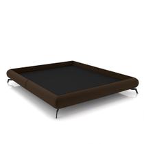 Cama Queen Size Avulsa Bezos Madeira Imunizada Pés em Aço Revestimento Veludo Marrom G91 - Gran Belo