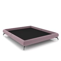 Cama Queen Size Avulsa Bezos Madeira Imunizada Pés em Aço Revestimento Veludo Rosê G91 - Gran Belo