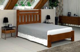 Cama Queen Size Bari de Madeira Maciça Angelim Pedra/Tauari - Cor Castanho Cama Queen Size Bari de Madeira Maciça Angelim Pedra/Tauari - Cor Castanho
