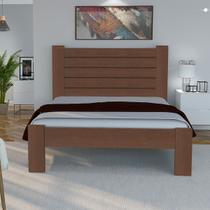 Cama Queen Size Casal Malbec Madeira Maciça Angelim Pedra/Tauari Escura