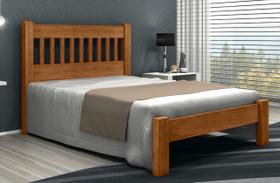 Cama Queen Size Pérola de Madeira Maciça Angelim Pedra/Tauari - Cor Imbuia