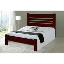 Cama Queen Size Prime de Madeira Maciça Angelim Pedra/Tauari - Cor Mogno