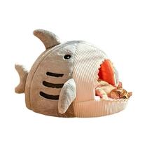 Cama Quente Para Gato Em Forma De Tubarão Cartoon, Ninho Para Filhote, Cesta Doce Para Gatinhos,