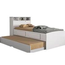 Cama Ravena com Cama Auxiliar Solteiro 2 Gavetas e Baú Conquista Cor Branco