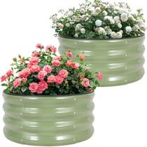 Cama redonda de aço galvanizado Planter Permade 61x61x30 cm Cama redonda de aço galvanizado Planter Permade 61x61x30 cm