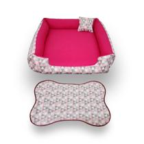 cama retangular com zíper cama cachorro grande até 28kg +tapete pra comedouro