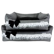 Cama Retangular Grace Linen Grafite para cachorro e gato - Tam M Cama Retangular Grace Linen Grafite para cachorro e gato - Tam M