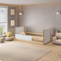 Cama Reversível Solteiro com Cerquinha Dupla New Garden Casatema Natural/Branco Cama Reversível Solteiro com Cerquinha Dupla New Garden Casatema Natural/Branco