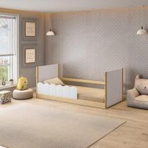 Cama Reversível Solteiro com Cerquinha Dupla New Garden Casatema Natural/Branco