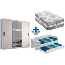 Cama Sofá Helena c/ Auxiliar + 2 Pérola Polar + Guarda Roupa Veneza Branco