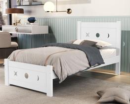 Cama Sol Solteiro 100% MDF 95x196cm Estrado Madeira Maciça Cor:Branco