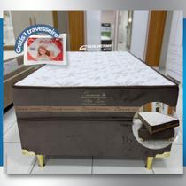 Cama Solteirão P/ Solteiro Molas Ensacadas Conjunto base + Colchão JASMIM PLUS Grátis Travesseiro