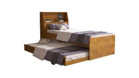 cama solteiro 0,9 com baú e cama auxiliar bibox versátil - madeira nature
