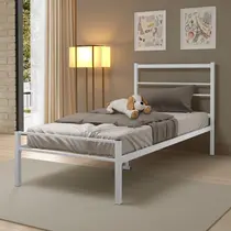 Cama Solteiro 100% Ferro Cristal P/ 160 kg -Super Resistente -Branco