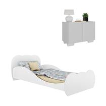 Cama Solteiro 100% Mdf Com Colchão Incluso E Mesa De Cabeceira 2 Portas Mp4189 Branca Branco Cama Solteiro 100% Mdf Com Colchão Incluso E Mesa De Cabeceira 2 Portas Mp4189 Branca Branco