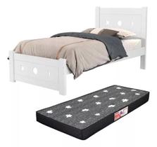 Cama Solteiro 100% MDF Sol Lua Reforçada Incluso Colchão Premium 188x88