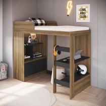 Cama Solteiro 193,5cm Balcão com Porta Estante e Prateleiras