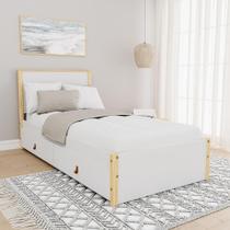Cama Solteiro 2 Gavetas Íris CabeCasa MadeiraMadeira Branco/Natural