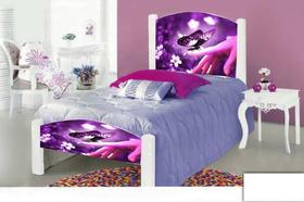 Cama Solteiro Adesivada Borboleta Com 2 Grades