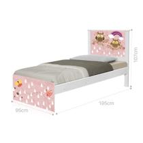 Cama Solteiro Adesivada Corujinhas e Borboleta com Colchão