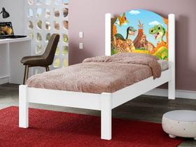 Cama Solteiro Adesivada Dinossauro Baby 100%Mdf Branca