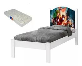 Cama Solteiro Adesivada Feras 100% Mdf - Extrado Madeira + Colchão Solteiro 188x88 Cama Solteiro Adesivada Feras 100% Mdf - Extrado Madeira + Colchão Solteiro 188x88