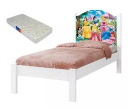 Cama Solteiro Adesivada Princesa 100% Mdf - Extrado Madeira + Colchão Solteiro 188x88