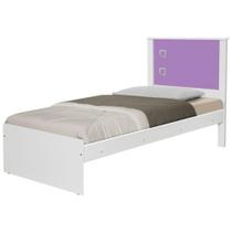 Cama Solteiro Alicante Branca e Lilas