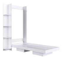 Cama Solteiro Articulável Vertical Dobrável com Estante Branca MDP Vancouver Art In Móveis Cama Solteiro Articulável Vertical Dobrável com Estante Branca MDP Vancouver Art In Móveis